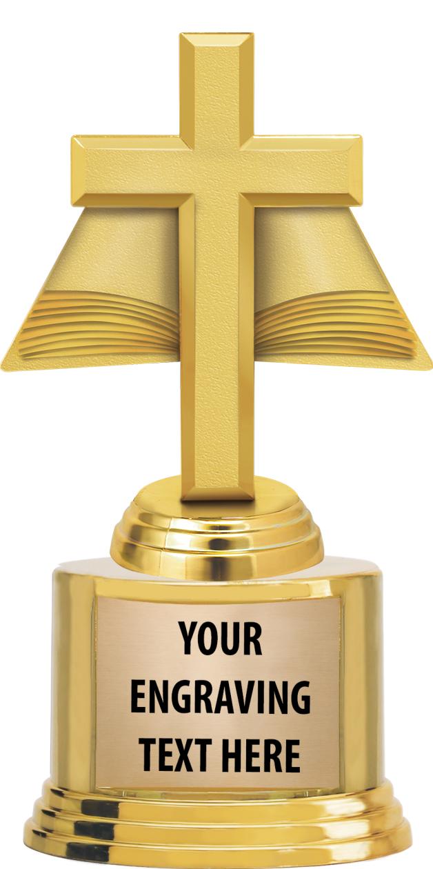 7" TROPHY ON ROUND GOLD BASE