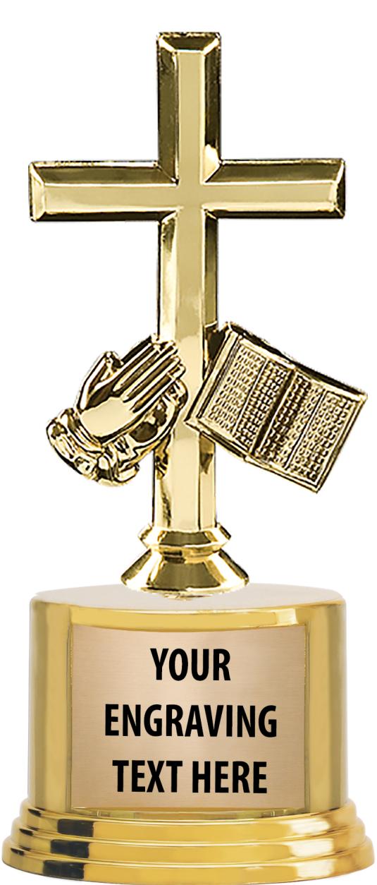 7" TROPHY ON ROUND GOLD BASE