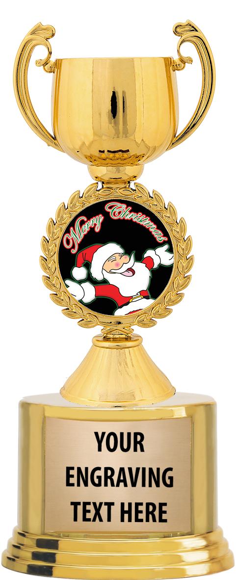 7" TROPHY ON ROUND GOLD BASE