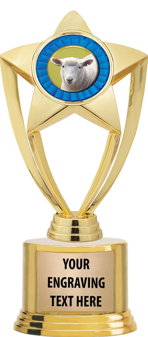 7" TROPHY ON ROUND GOLD BASE