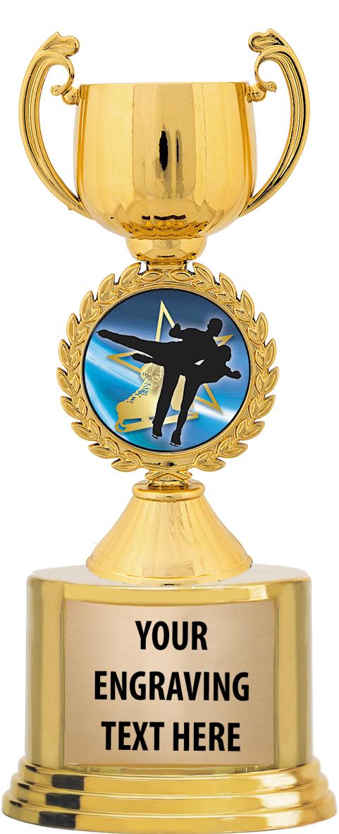 7" TROPHY ON ROUND GOLD BASE