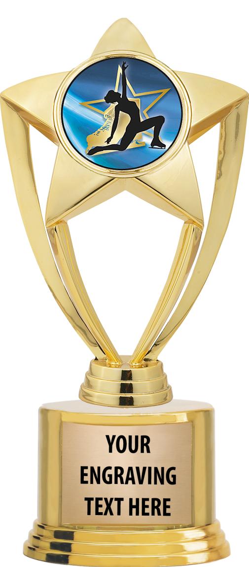 7" TROPHY ON ROUND GOLD BASE