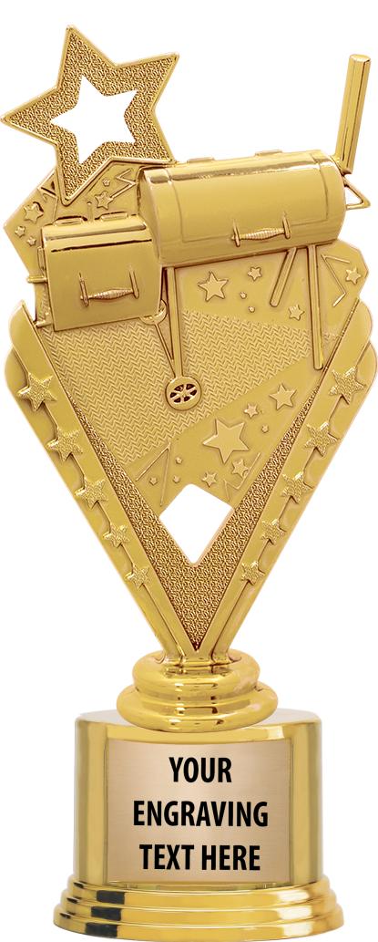 7" TROPHY ON ROUND GOLD BASE