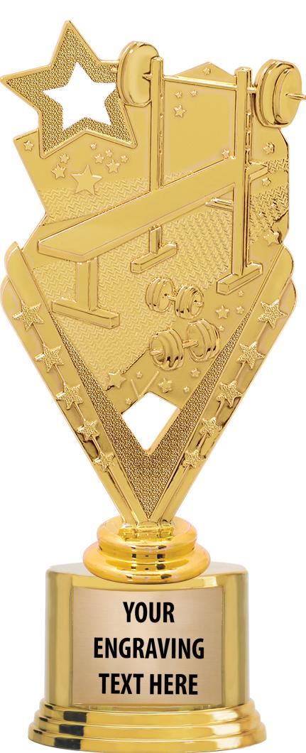 7" TROPHY ON ROUND GOLD BASE