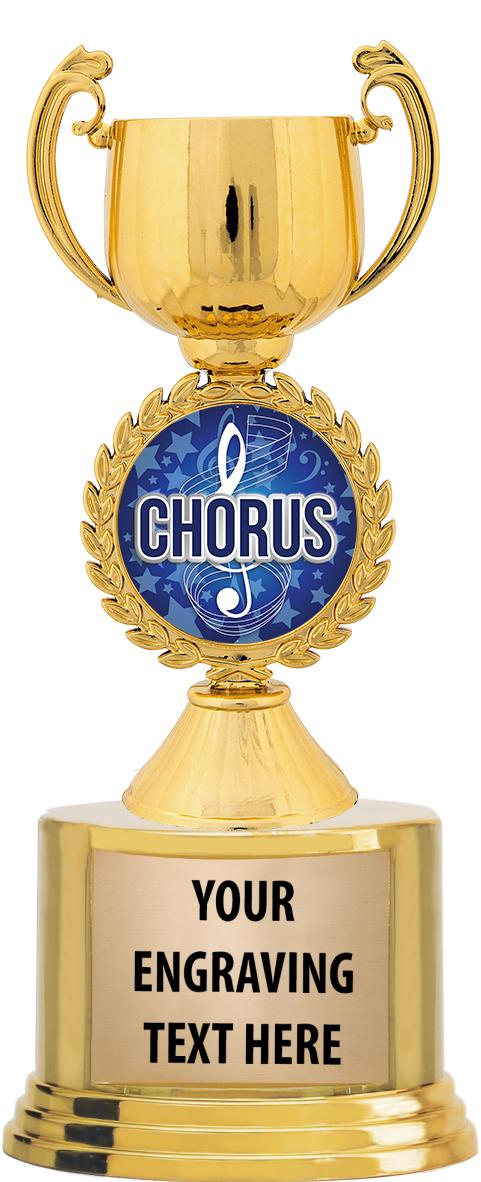 7" TROPHY ON ROUND GOLD BASE