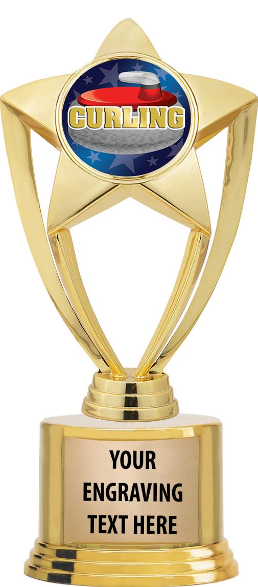 7" TROPHY ON ROUND GOLD BASE