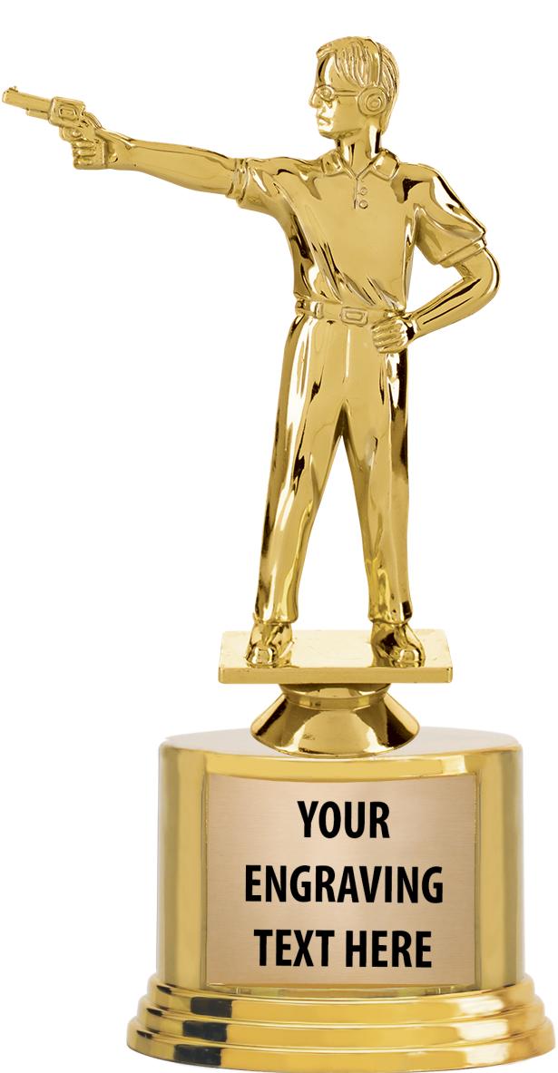 7" TROPHY ON ROUND GOLD BASE