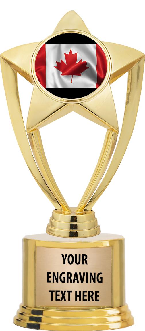 7" TROPHY ON ROUND GOLD BASE