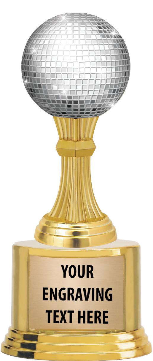 7" TROPHY ON ROUND GOLD BASE