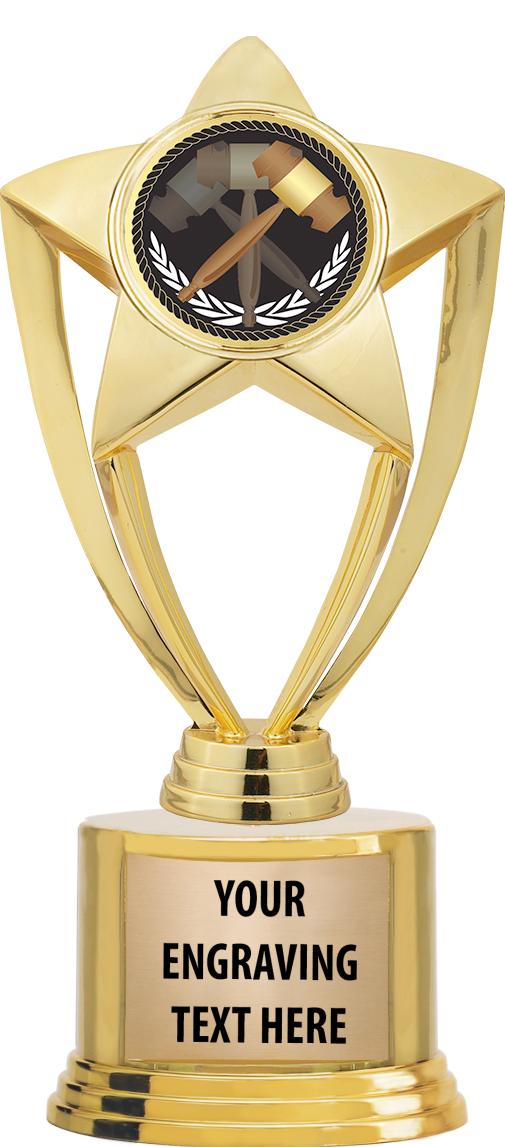 7" TROPHY ON ROUND GOLD BASE