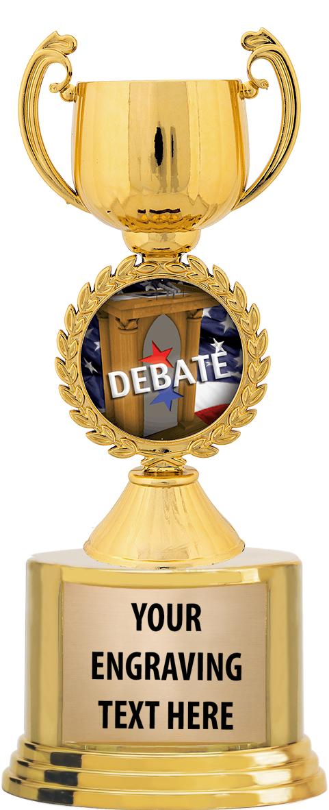 7" TROPHY ON ROUND GOLD BASE