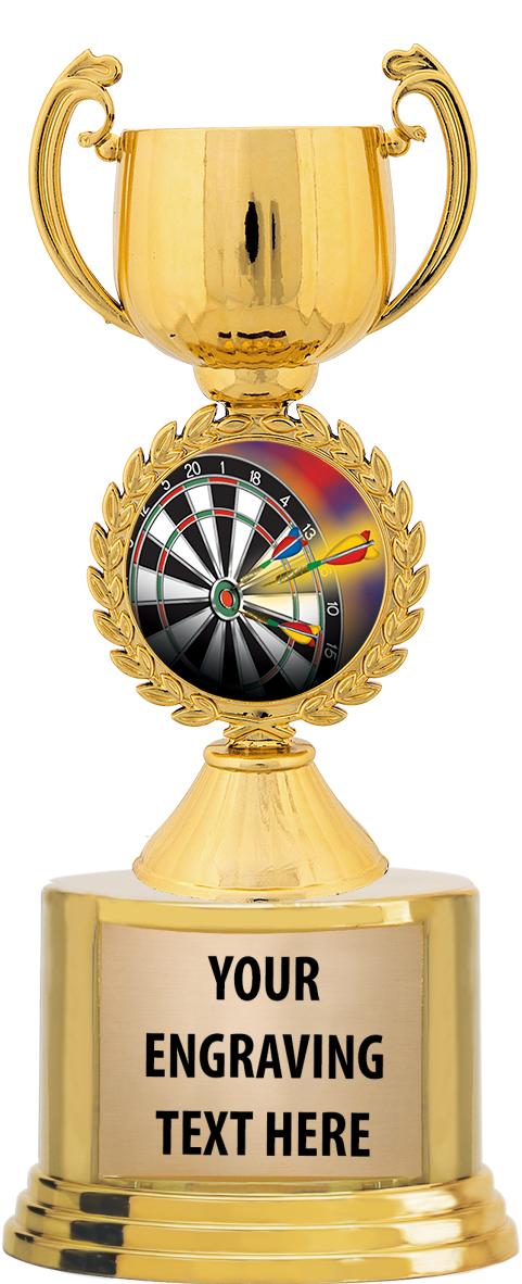 7" TROPHY ON ROUND GOLD BASE