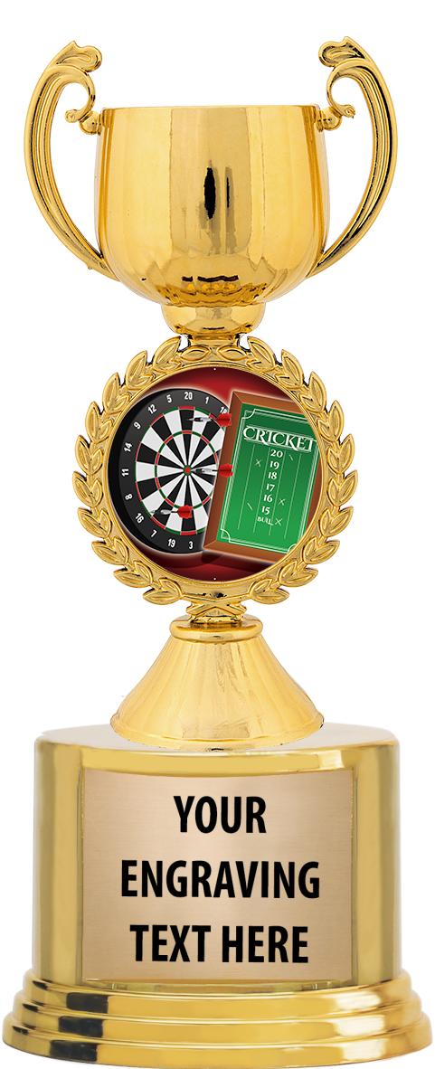 7" TROPHY ON ROUND GOLD BASE