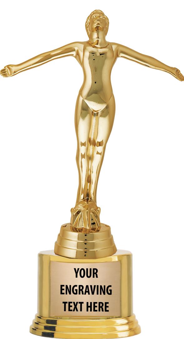 7" TROPHY ON ROUND GOLD BASE