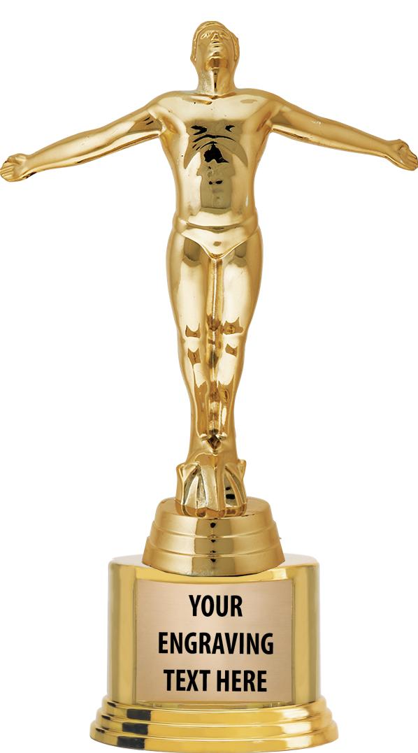 7" TROPHY ON ROUND GOLD BASE