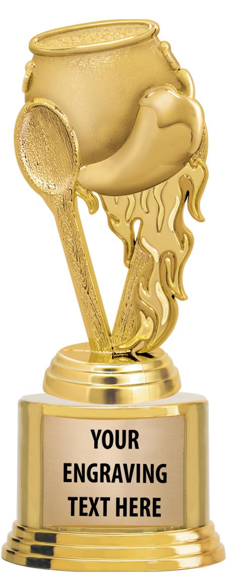 7" TROPHY ON ROUND GOLD BASE