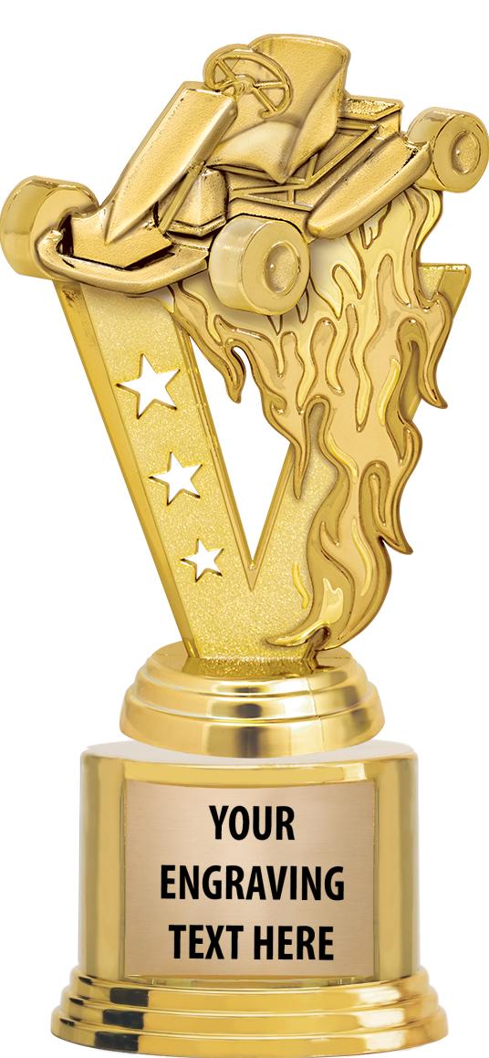 7" TROPHY ON ROUND GOLD BASE