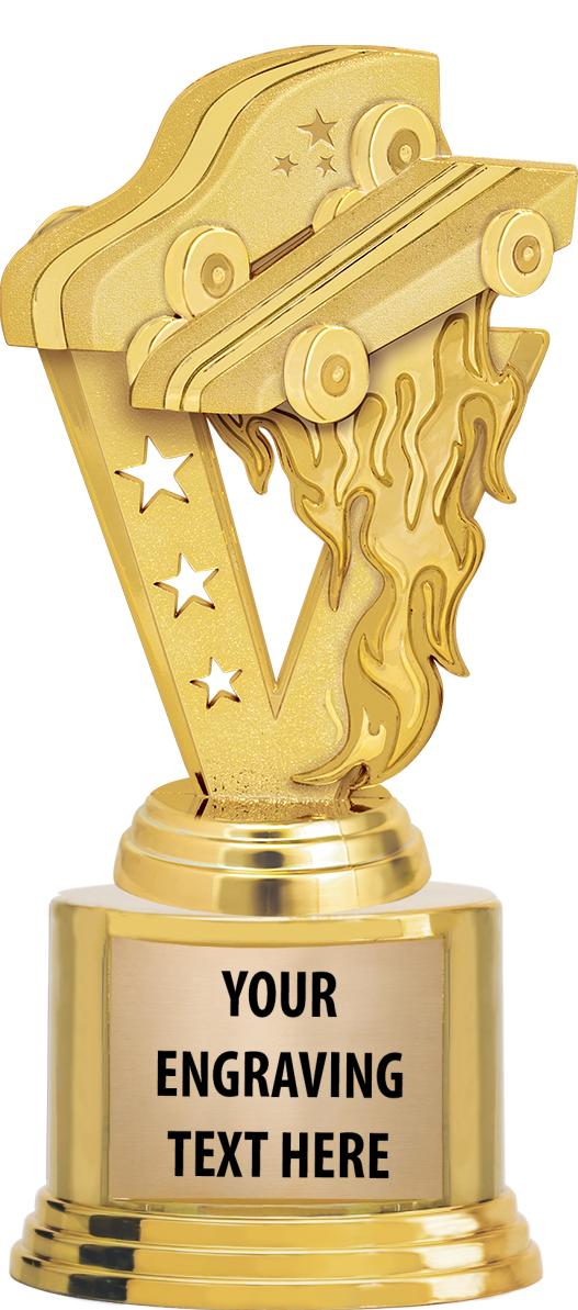 7" TROPHY ON ROUND GOLD BASE