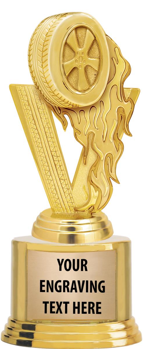 7" TROPHY ON ROUND GOLD BASE