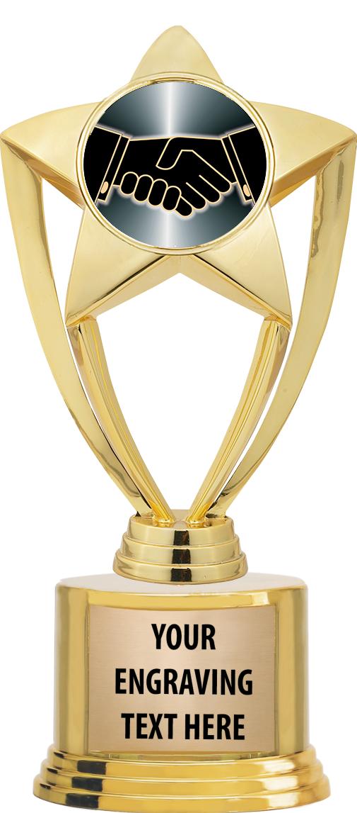 7" TROPHY ON ROUND GOLD BASE
