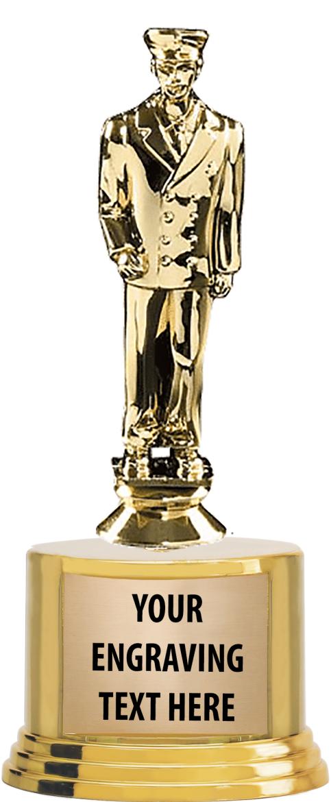 7" TROPHY ON ROUND GOLD BASE