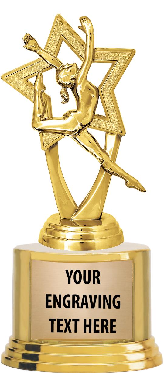 7" TROPHY ON ROUND GOLD BASE