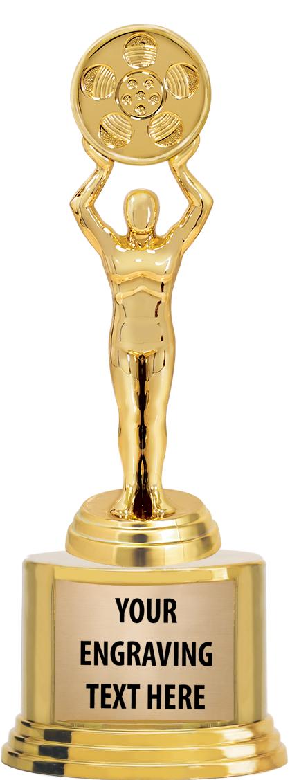 7" TROPHY ON ROUND GOLD BASE