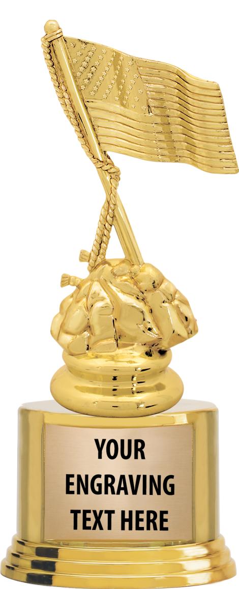 7" TROPHY ON ROUND GOLD BASE