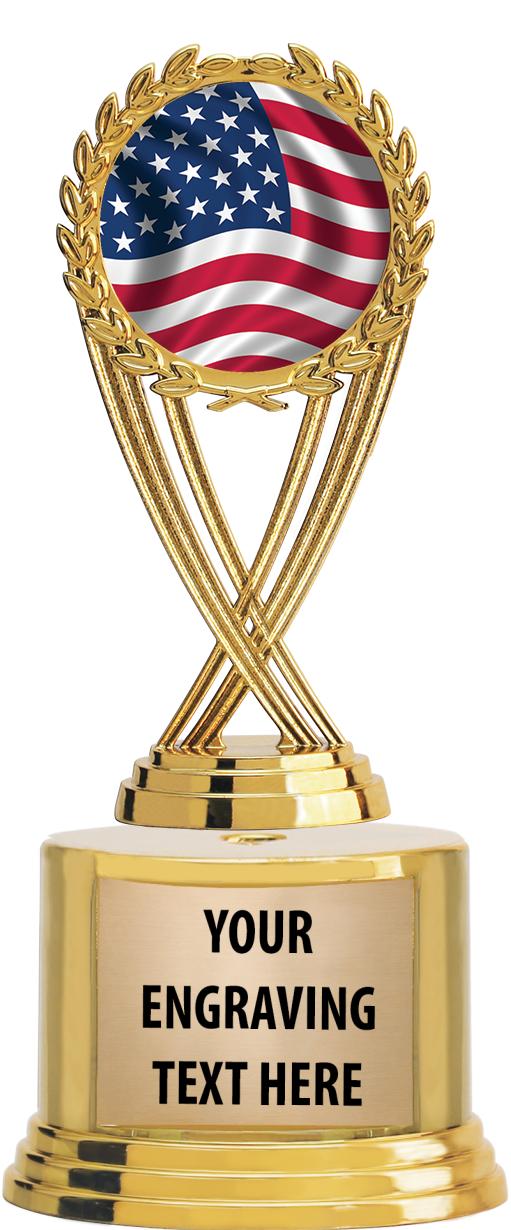 7" TROPHY ON ROUND GOLD BASE