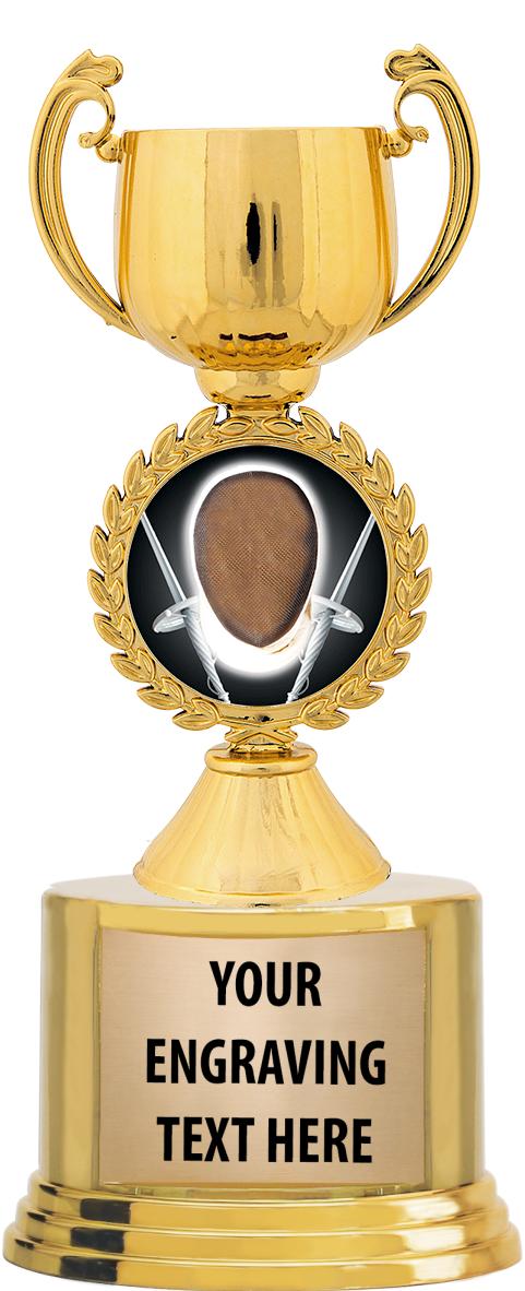 7" TROPHY ON ROUND GOLD BASE