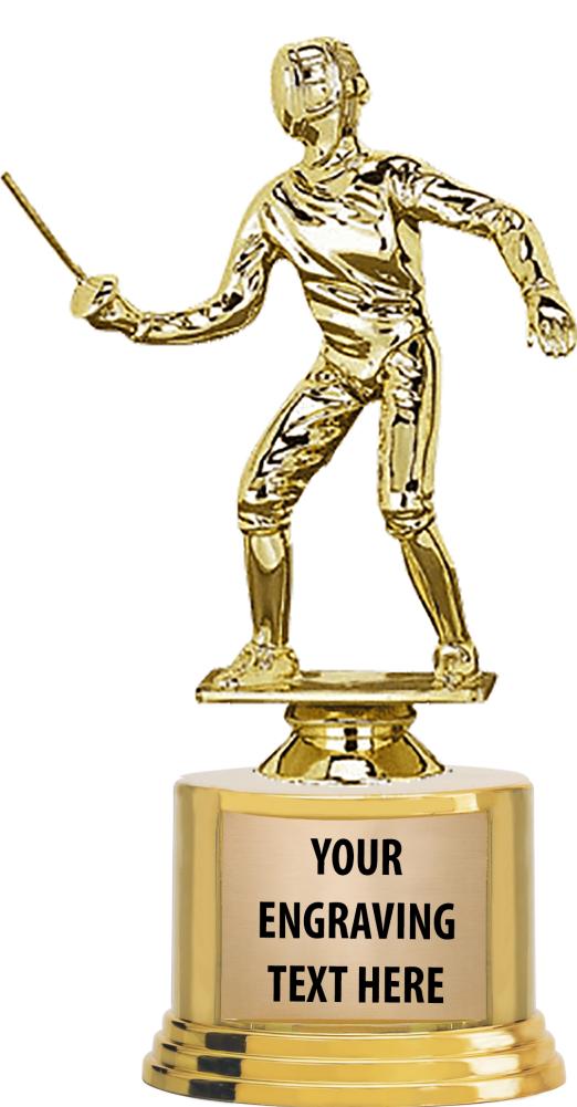 7" TROPHY ON ROUND GOLD BASE