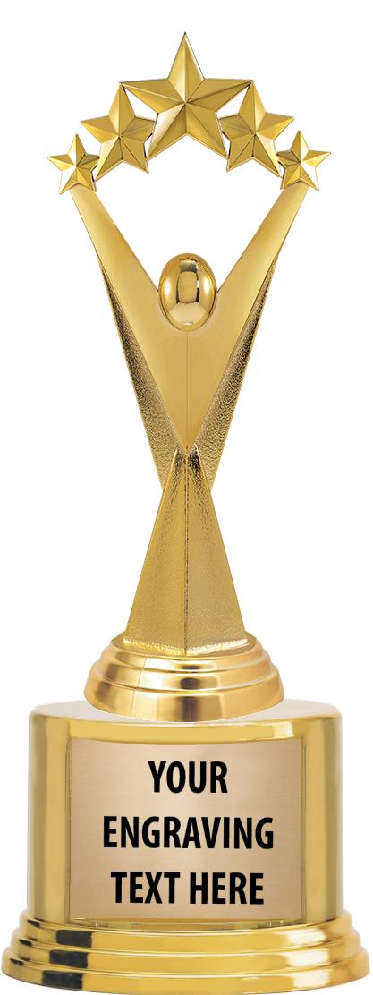 7" TROPHY ON ROUND GOLD BASE