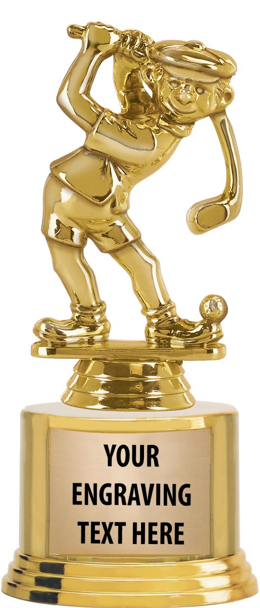7" TROPHY ON ROUND GOLD BASE