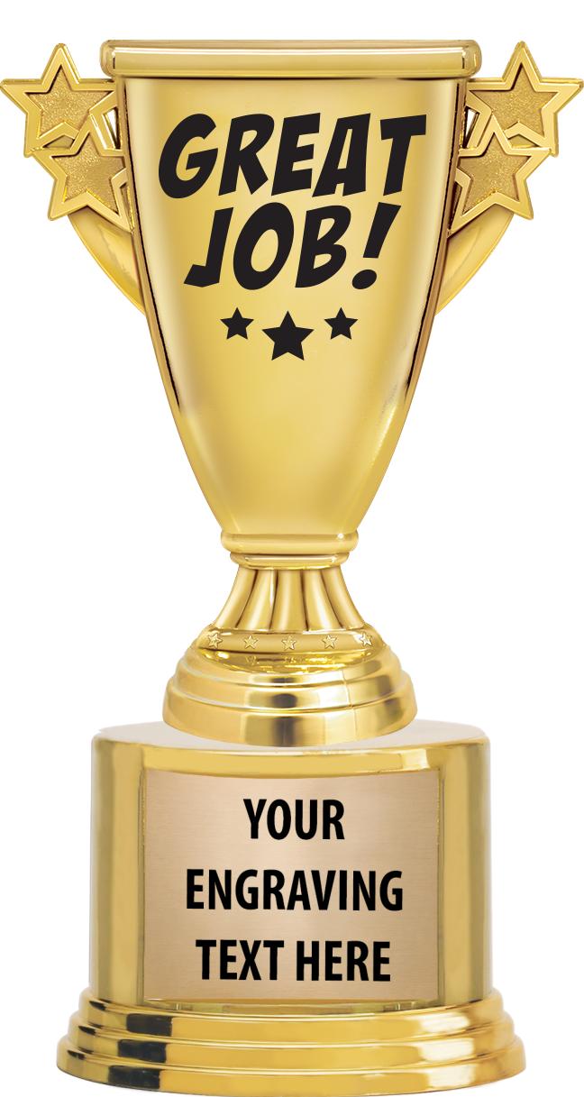 7" TROPHY ON ROUND GOLD BASE