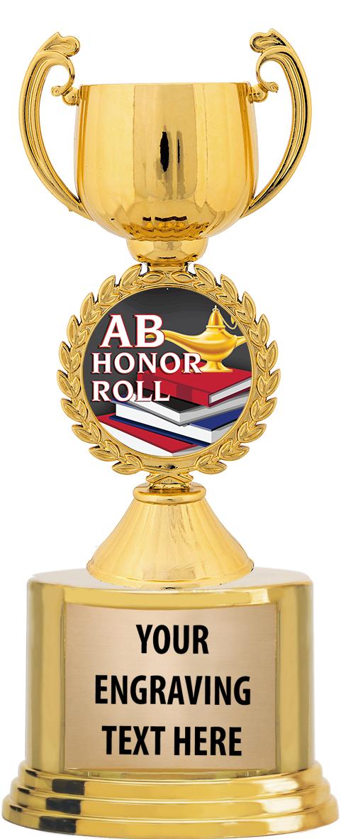 7" TROPHY ON ROUND GOLD BASE