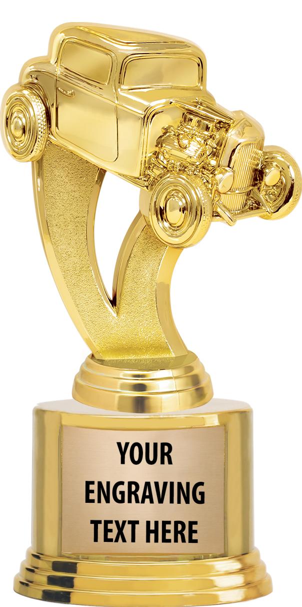 7" TROPHY ON ROUND GOLD BASE