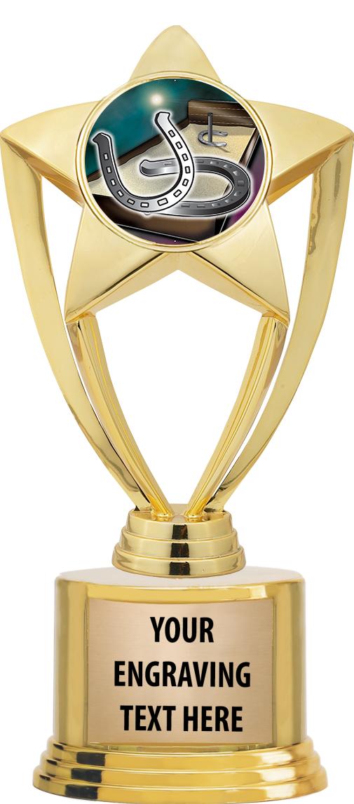 7" TROPHY ON ROUND GOLD BASE
