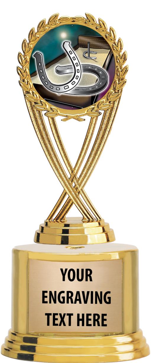 7" TROPHY ON ROUND GOLD BASE