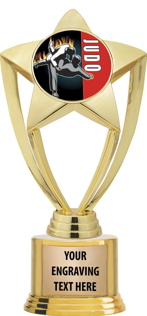 7" TROPHY ON ROUND GOLD BASE