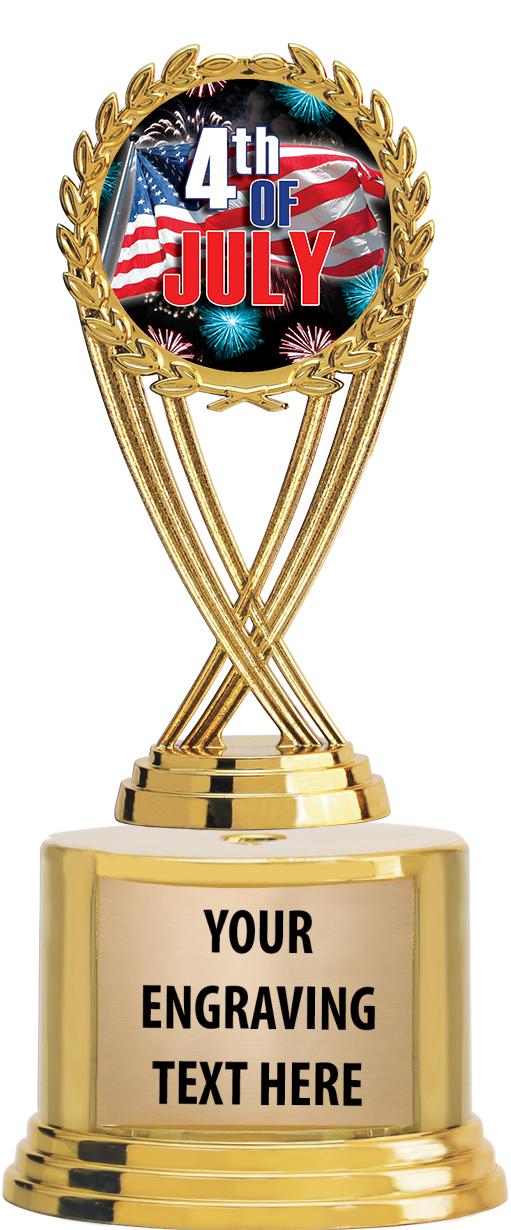 7" TROPHY ON ROUND GOLD BASE
