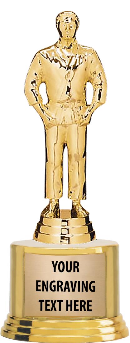 7" TROPHY ON ROUND GOLD BASE