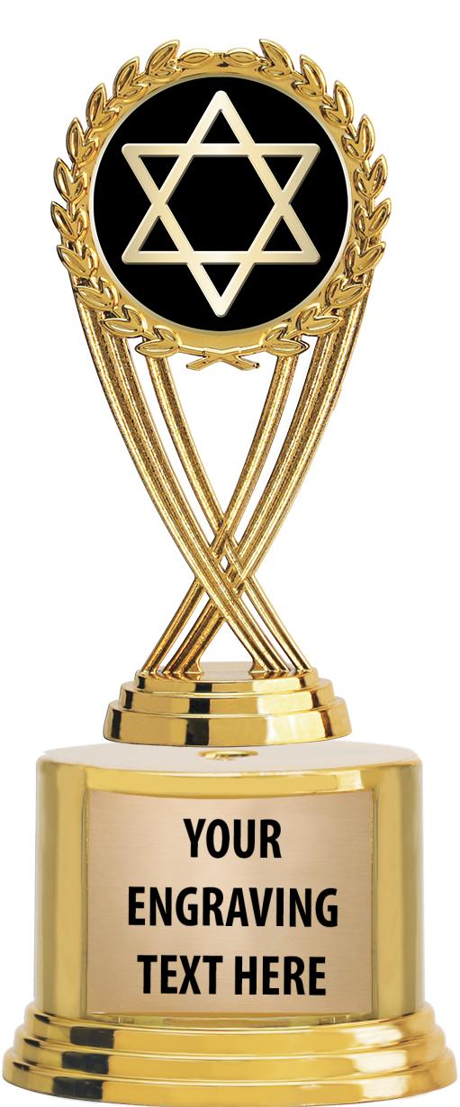 7" TROPHY ON ROUND GOLD BASE