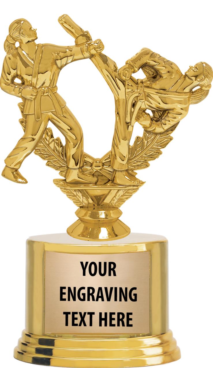 7" TROPHY ON ROUND GOLD BASE