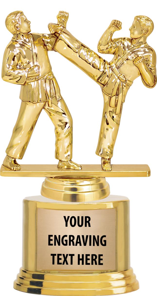 7" TROPHY ON ROUND GOLD BASE