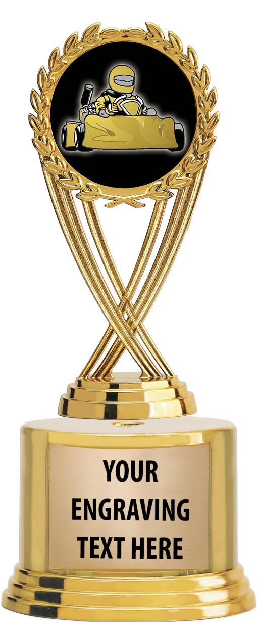 7" TROPHY ON ROUND GOLD BASE