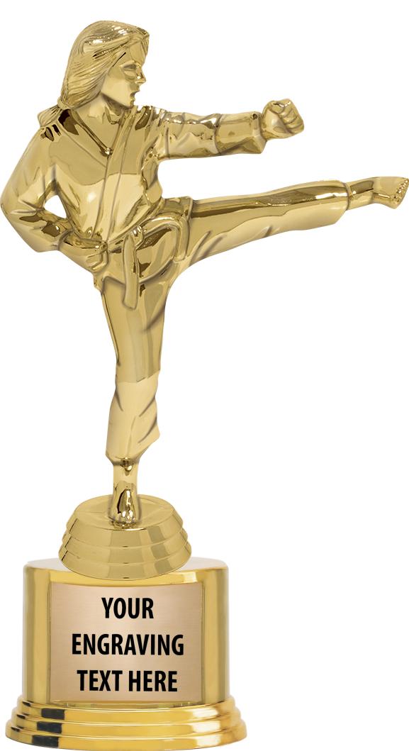 7" TROPHY ON ROUND GOLD BASE