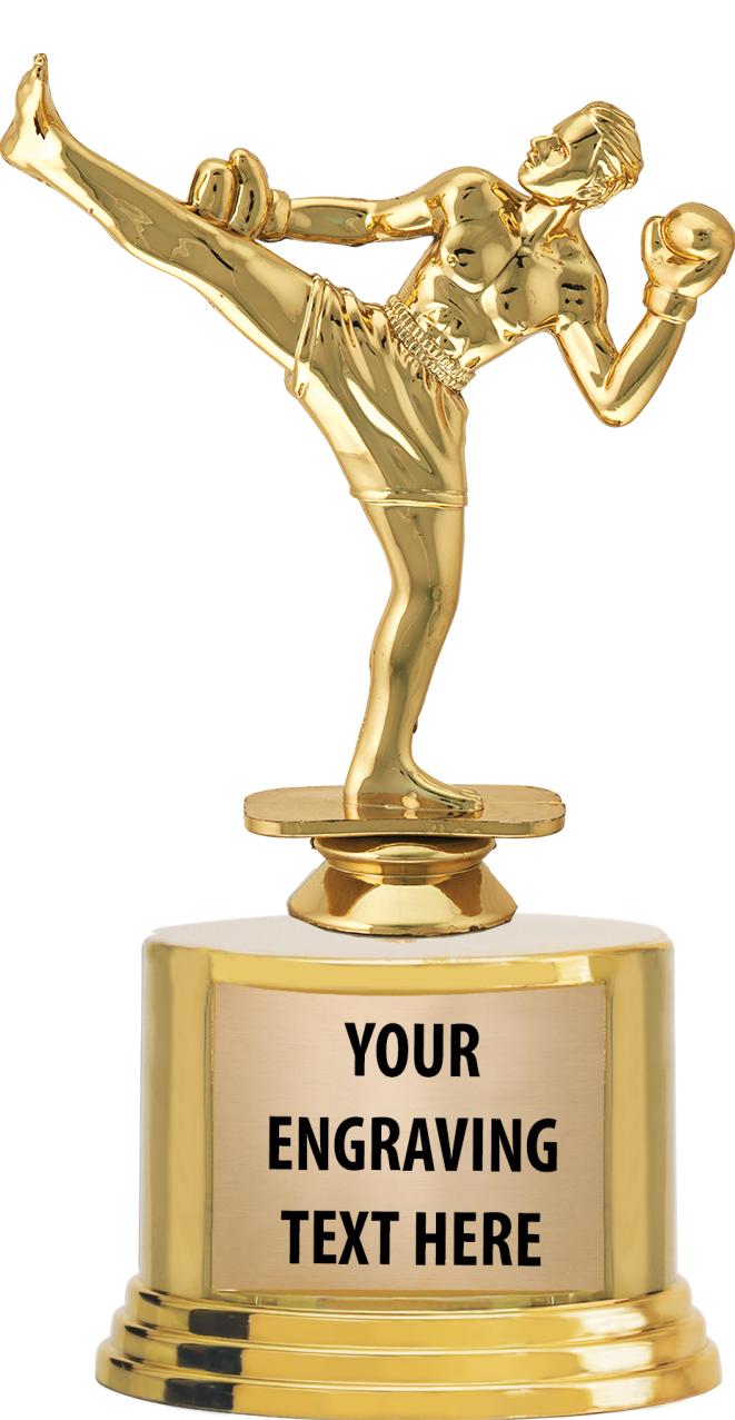 7" TROPHY ON ROUND GOLD BASE