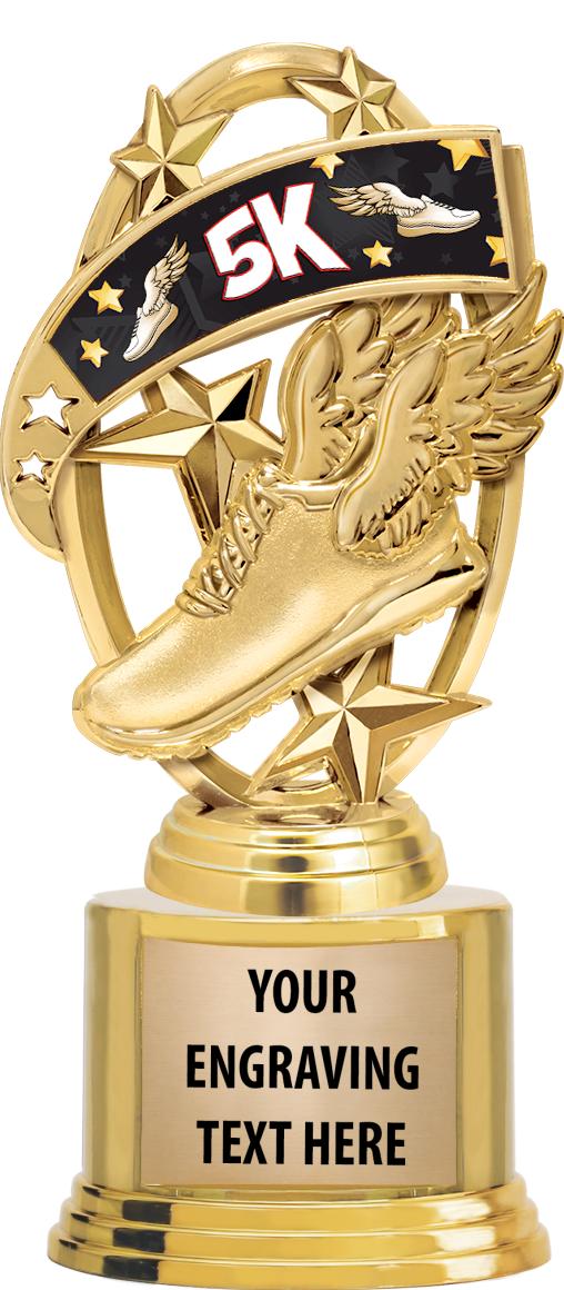 7" TROPHY ON ROUND GOLD BASE