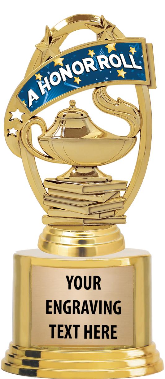 7" TROPHY ON ROUND GOLD BASE