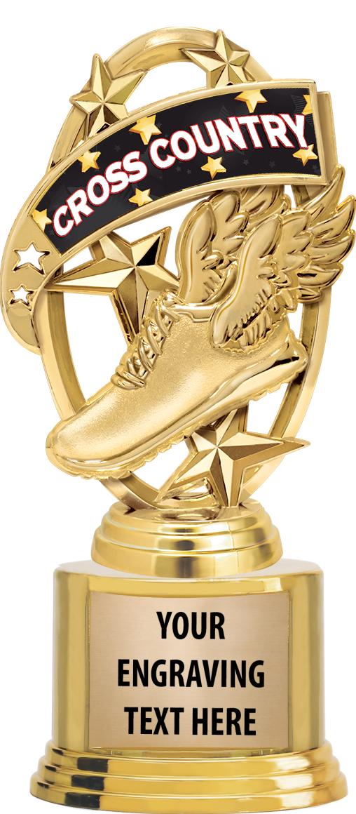 7" TROPHY ON ROUND GOLD BASE